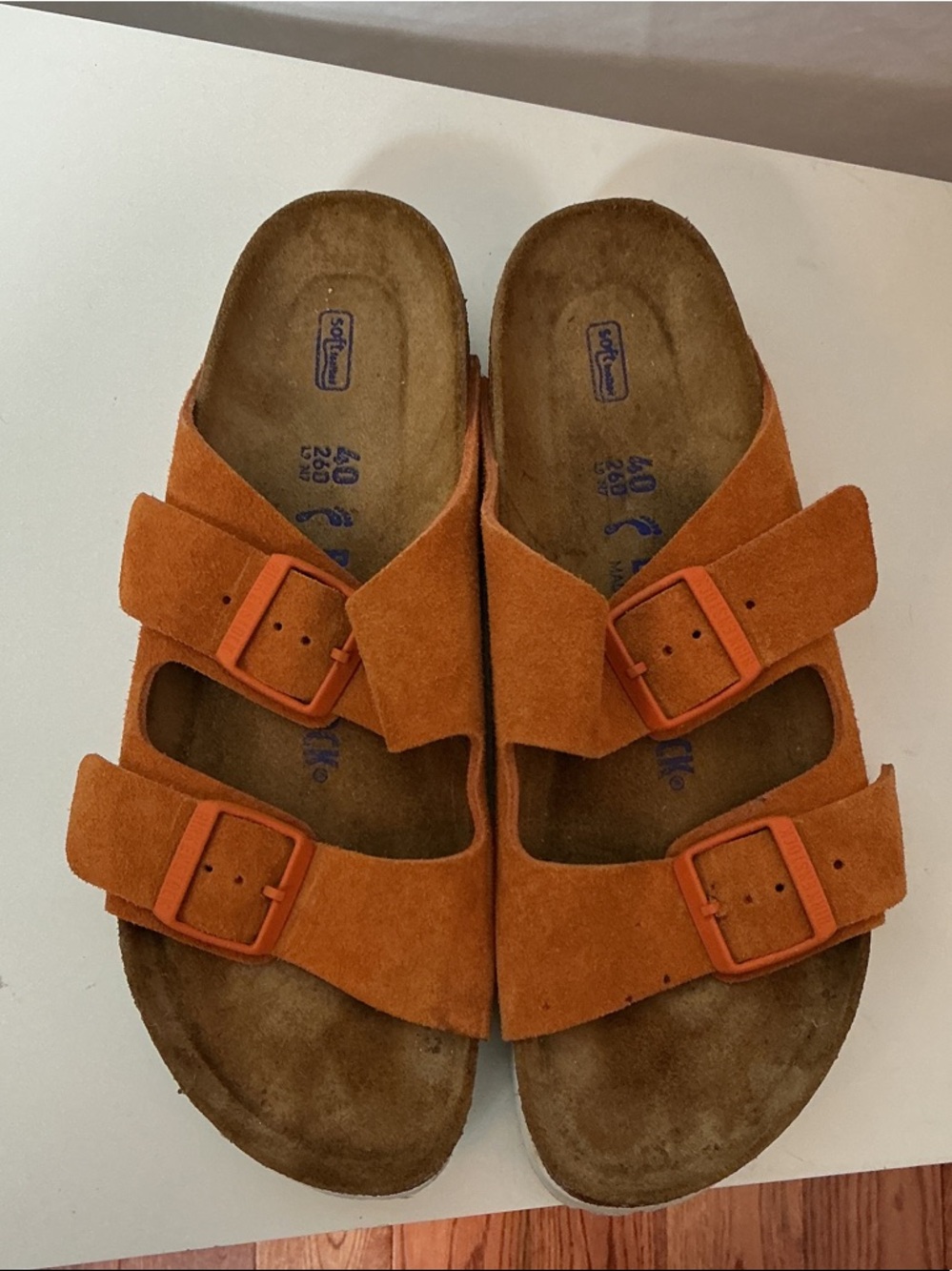 Birkenstock Orange Suede Two-Buckle Sandals - Picture 5 of 9